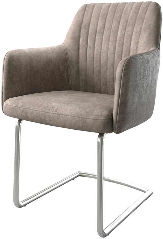 DELIFE Polsterstuhl Greg-Flex, Freischwinger rund Edelstahl Taupe Vintage DELIFE Polsterstuhl Greg-Flex, Freischwinger rund Edelstahl Taupe Vintage von DELIFE