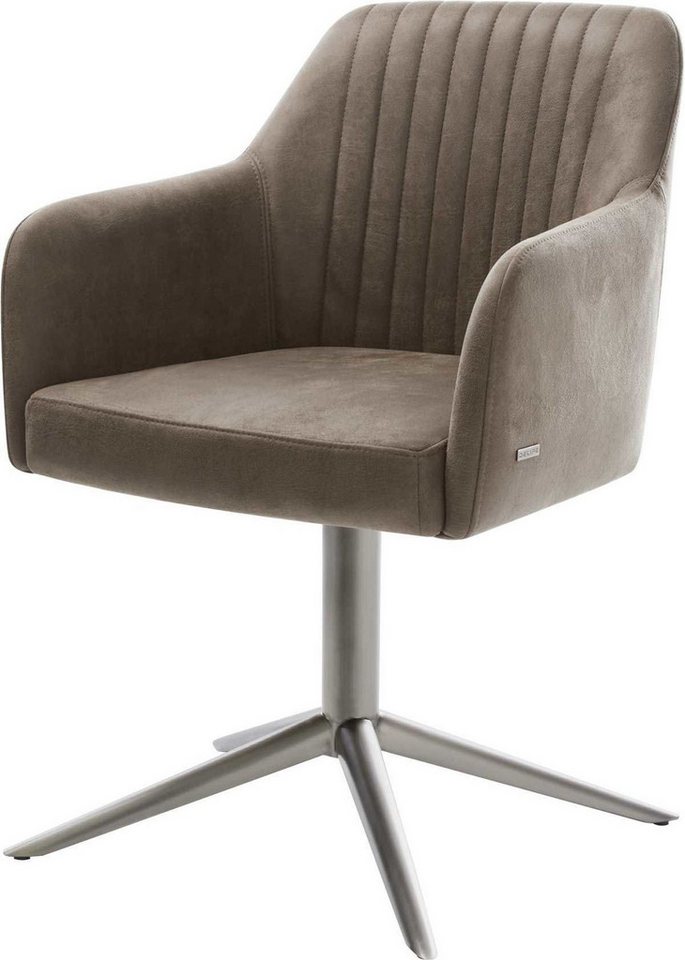 DELIFE Polsterstuhl Greg-Flex, Fußkreuz Graphit Mikrofaser Taupe Vintage 360° drehbar Wippfunktion Ta von DELIFE