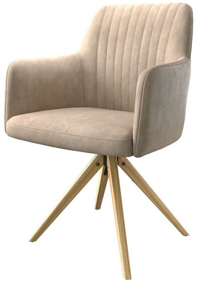 DELIFE Polsterstuhl Greg-Flex, Holzgestell kantig Beige Vintage 180° drehbar DELIFE Polsterstuhl Greg-Flex, Holzgestell kantig Beige Vintage 180° drehbar von DELIFE