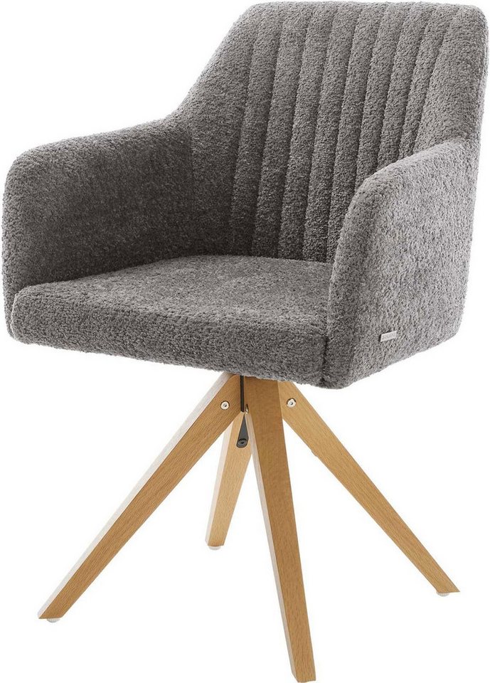 DELIFE Polsterstuhl Greg-Flex, Holzgestell kantig Natur Bouclé Grau Taschenfederkern DELIFE Polsterstuhl Greg-Flex, Holzgestell kantig Natur Bouclé Grau Taschenfederkern von DELIFE