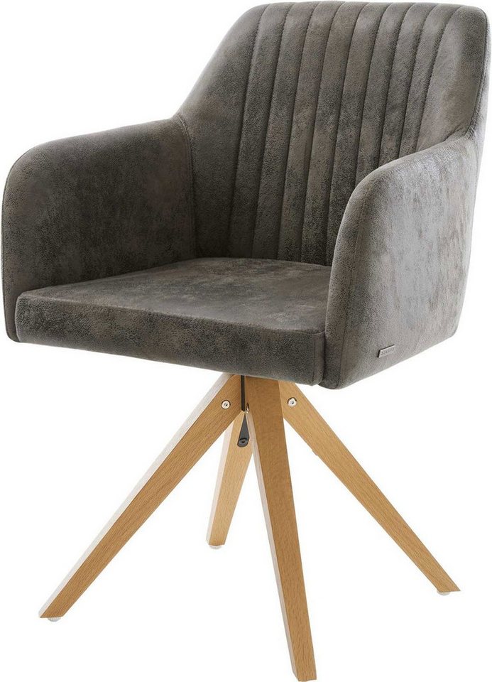 DELIFE Polsterstuhl Greg-Flex, Holzgestell kantig Natur Mikrofaser Grau Antik Taschenfederkern DELIFE Polsterstuhl Greg-Flex, Holzgestell kantig Natur Mikrofaser Grau Antik Taschenfederkern von DELIFE