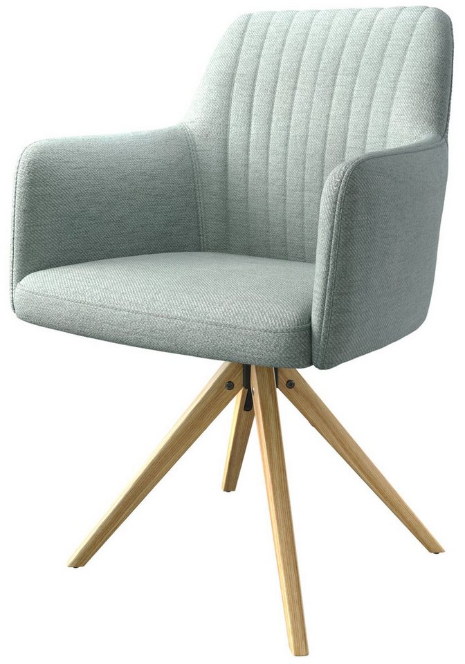DELIFE Polsterstuhl Greg-Flex, Holzgestell kantig Stripes Mint 180° drehbar von DELIFE