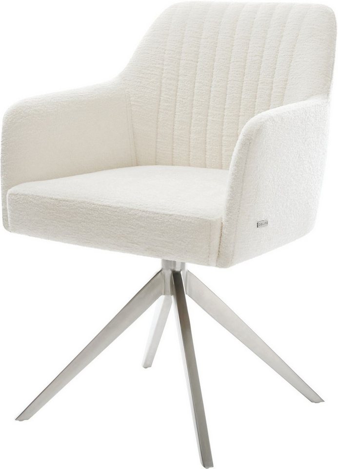 DELIFE Polsterstuhl Greg-Flex, Kreuzgestell breit Edelstahl Bouclé Soft Beige 360° drehbar Wippfunkti DELIFE Polsterstuhl Greg-Flex, Kreuzgestell breit Edelstahl Bouclé Soft Beige 360° drehbar Wippfunkti von DELIFE