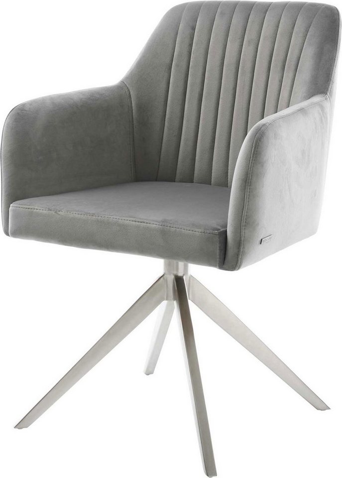 DELIFE Polsterstuhl Greg-Flex, Kreuzgestell breit Edelstahl Samt Grau 360° drehbar DELIFE Polsterstuhl Greg-Flex, Kreuzgestell breit Edelstahl Samt Grau 360° drehbar von DELIFE