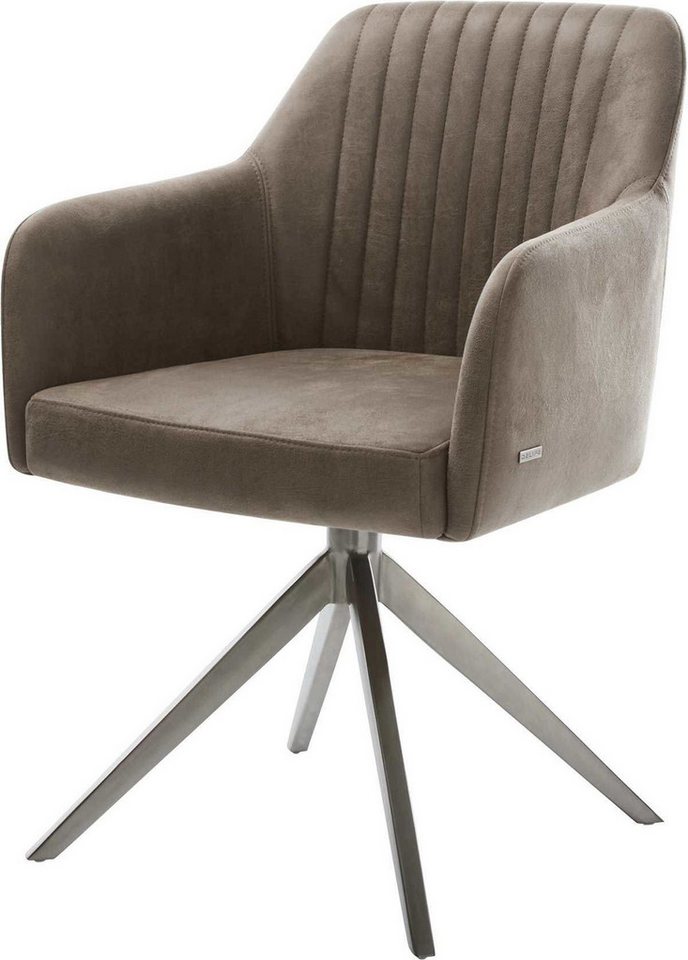 DELIFE Polsterstuhl Greg-Flex, Kreuzgestell breit Graphit Mikrofaser Taupe Vintage 360° drehbar Wippf von DELIFE
