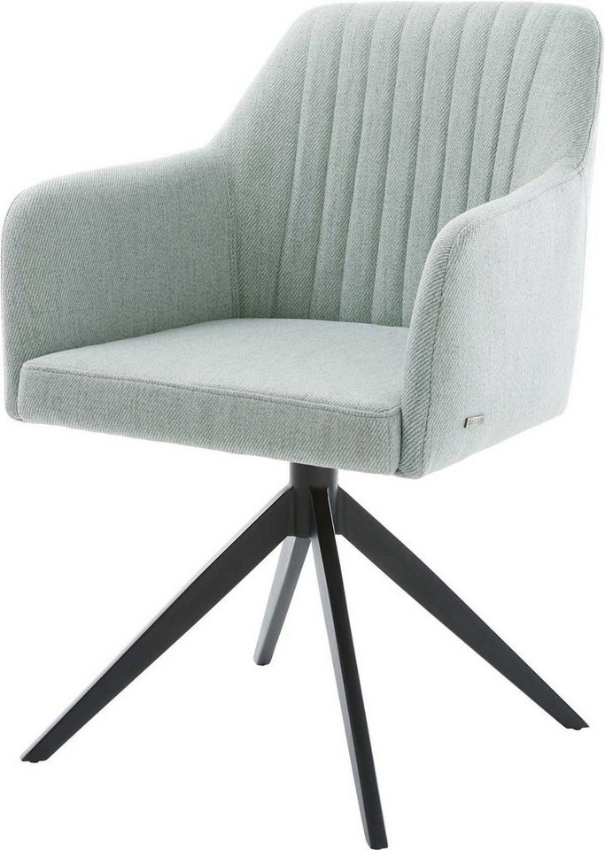 DELIFE Polsterstuhl Greg-Flex, Kreuzgestell breit Schwarz Stripes Mint 360° drehbar Wippfunktion Tasc von DELIFE