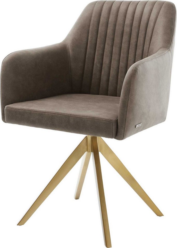 DELIFE Polsterstuhl Greg-Flex, Kreuzgestell kantig Gold Taupe Vintage 180° drehbar von DELIFE