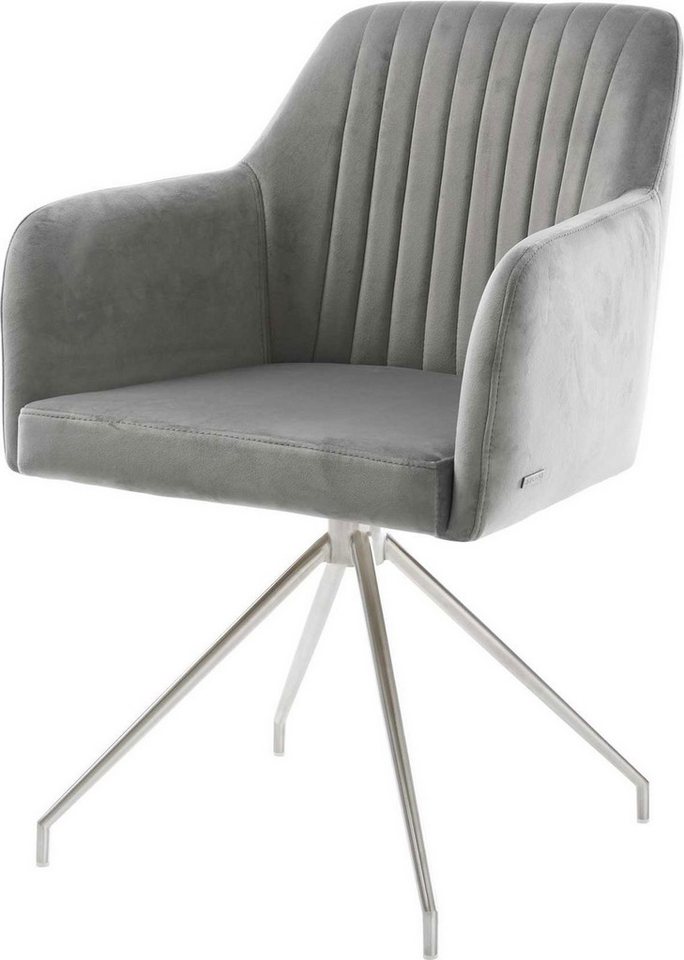 DELIFE Polsterstuhl Greg-Flex, Kreuzgestell konisch Edelstahl Samt Grau 180° drehbar DELIFE Polsterstuhl Greg-Flex, Kreuzgestell konisch Edelstahl Samt Grau 180° drehbar von DELIFE