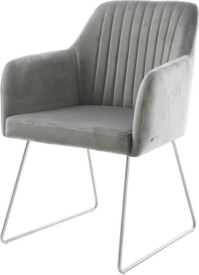 DELIFE Polsterstuhl Greg-Flex, Kufengestell Edelstahl Samt Grau DELIFE Polsterstuhl Greg-Flex, Kufengestell Edelstahl Samt Grau von DELIFE