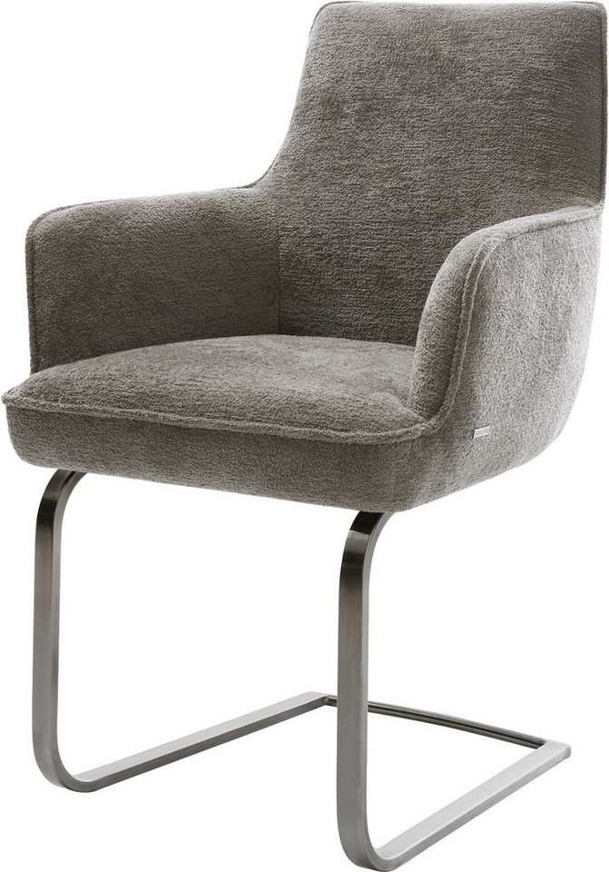 DELIFE Polsterstuhl Heira-Flex, mit Armlehnen Freischwinger flach Graphit Bouclé Soft Schlamm Taschenf DELIFE Polsterstuhl Heira-Flex, mit Armlehnen Freischwinger flach Graphit Bouclé Soft Schlamm Taschenf von DELIFE