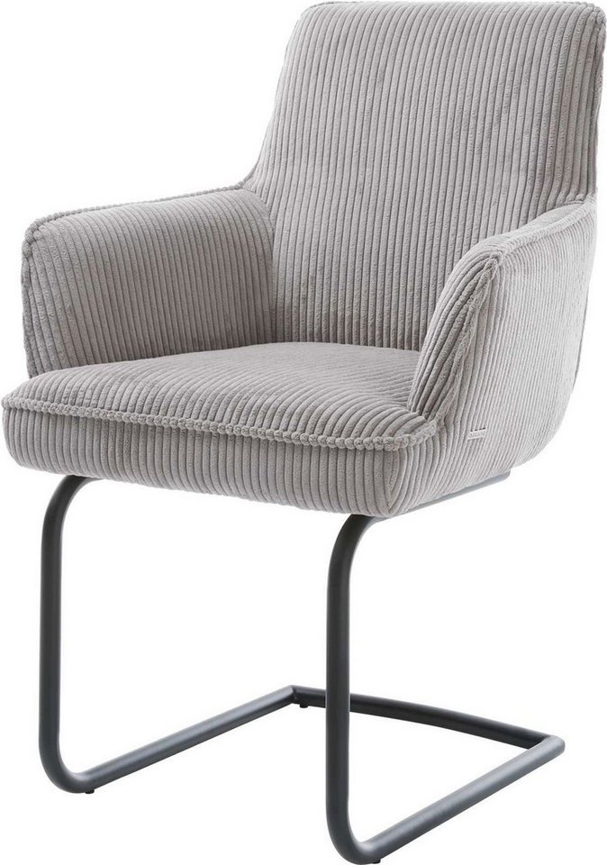 DELIFE Polsterstuhl Heira-Flex, mit Armlehnen Freischwinger rund Schwarz Cord Silbergrau Taschenfederk DELIFE Polsterstuhl Heira-Flex, mit Armlehnen Freischwinger rund Schwarz Cord Silbergrau Taschenfederk von DELIFE