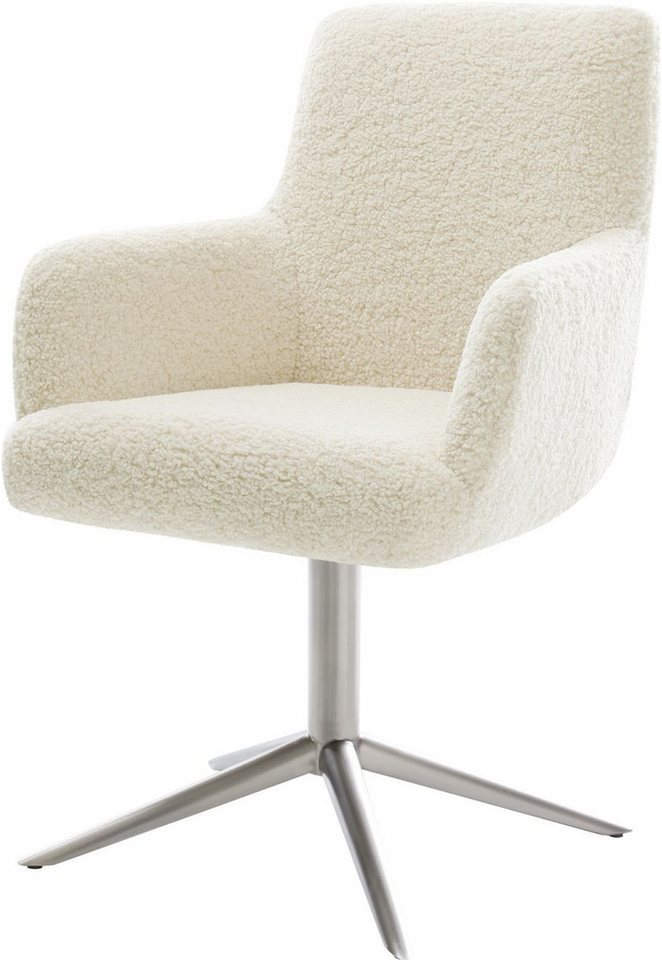 DELIFE Polsterstuhl Heira-Flex, mit Armlehnen Fußkreuz Edelstahl Teddystoff Beige 360° drehbar Wippfun DELIFE Polsterstuhl Heira-Flex, mit Armlehnen Fußkreuz Edelstahl Teddystoff Beige 360° drehbar Wippfun von DELIFE