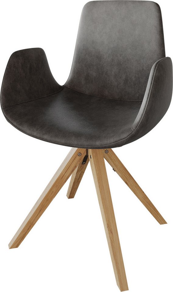 DELIFE Polsterstuhl Ilia-Flex, mit Armlehnen Holzgestell kantig Natur Mikrofaser Anthrazit Vintage DELIFE Polsterstuhl Ilia-Flex, mit Armlehnen Holzgestell kantig Natur Mikrofaser Anthrazit Vintage von DELIFE