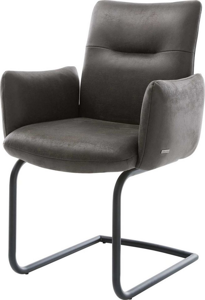 DELIFE Polsterstuhl Jova-Flex, mit Armlehnen Freischwinger rund Schwarz Anthrazit Vintage Taschenfede DELIFE Polsterstuhl Jova-Flex, mit Armlehnen Freischwinger rund Schwarz Anthrazit Vintage Taschenfede von DELIFE
