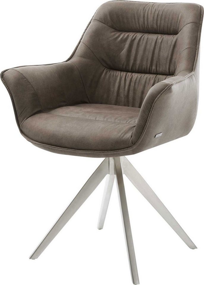 DELIFE Polsterstuhl Kaira-Flex, Kreuzgestell kantig Edelstahl Mikrofaser Taupe Vintage von DELIFE