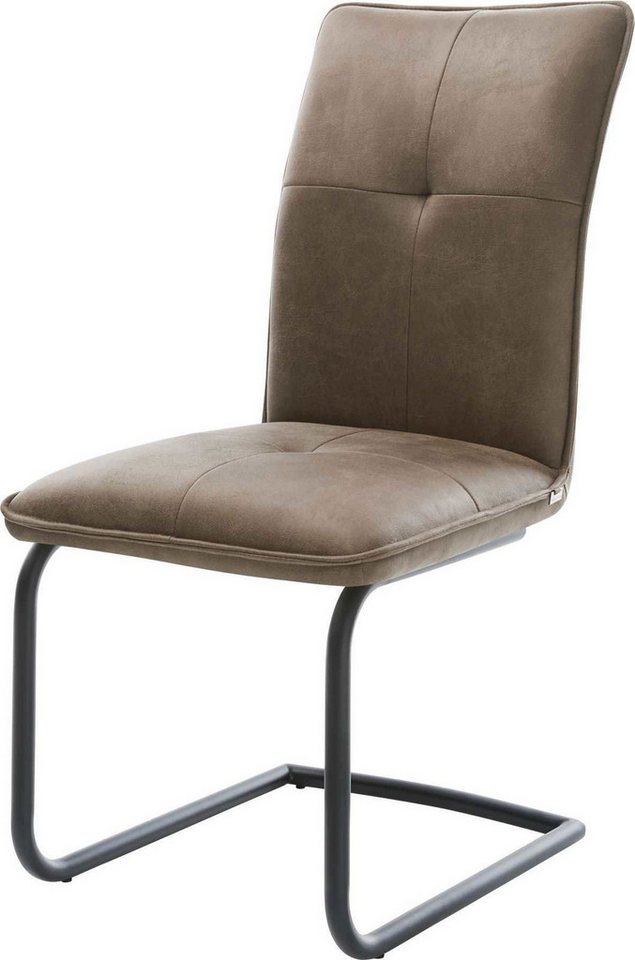DELIFE Polsterstuhl Maddy-Flex, Freischwinger rund Schwarz Mikrofaser Taupe Vintage DELIFE Polsterstuhl Maddy-Flex, Freischwinger rund Schwarz Mikrofaser Taupe Vintage von DELIFE