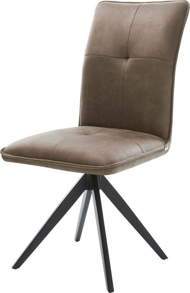 DELIFE Polsterstuhl Maddy-Flex, Kreuzgestell kantig Schwarz Mikrofaser Taupe Vintage von DELIFE