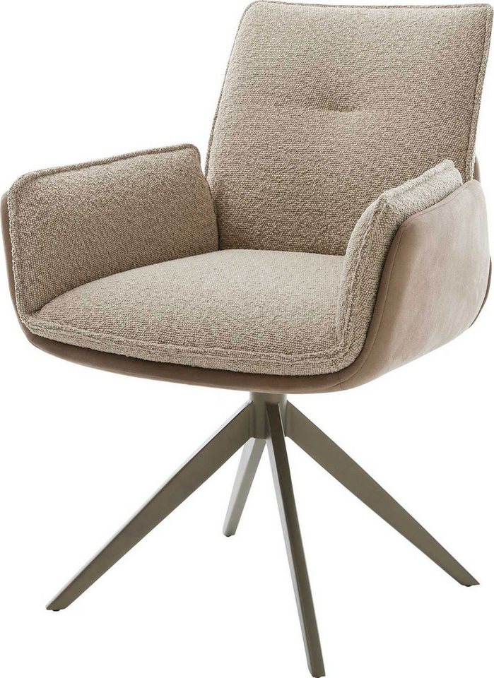 DELIFE Polsterstuhl Nela-Flex, Kreuzgestell breit Effektfinish Titan Materialmix Schlamm 360° drehbar von DELIFE