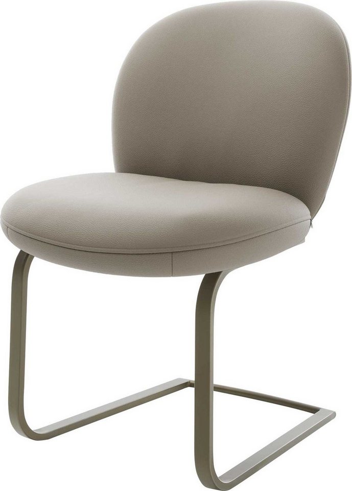 DELIFE Polsterstuhl Nube-Flex, Freischwinger flach Effektfinish Titan Echt-Leder Schlamm Taschenfeder von DELIFE