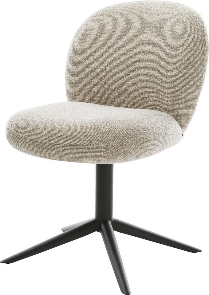 DELIFE Polsterstuhl Nube-Flex, Fußkreuz Schwarz Webstoff Soft Beige 360° drehbar Wippfunktion Taschen von DELIFE