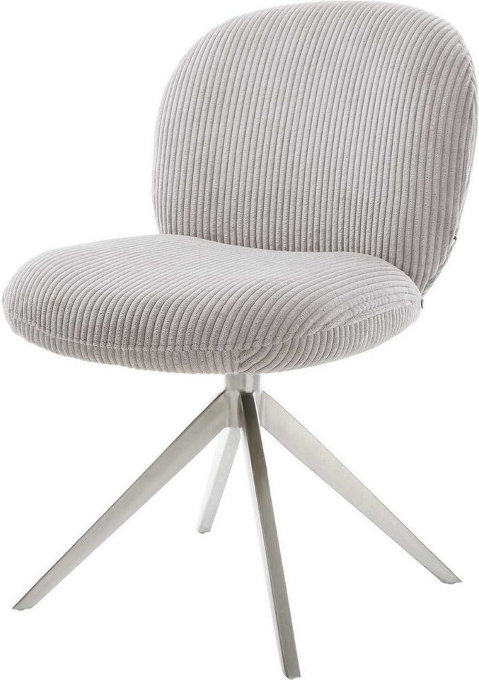 DELIFE Polsterstuhl Nube-Flex, Kreuzgestell breit Edelstahl Cord Silbergrau 360° drehbar Wippfunktion von DELIFE