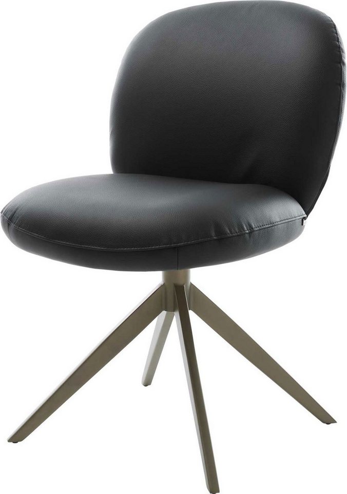 DELIFE Polsterstuhl Nube-Flex, Kreuzgestell breit Effektfinish Titan Echt-Leder Schwarz 360° drehbar von DELIFE