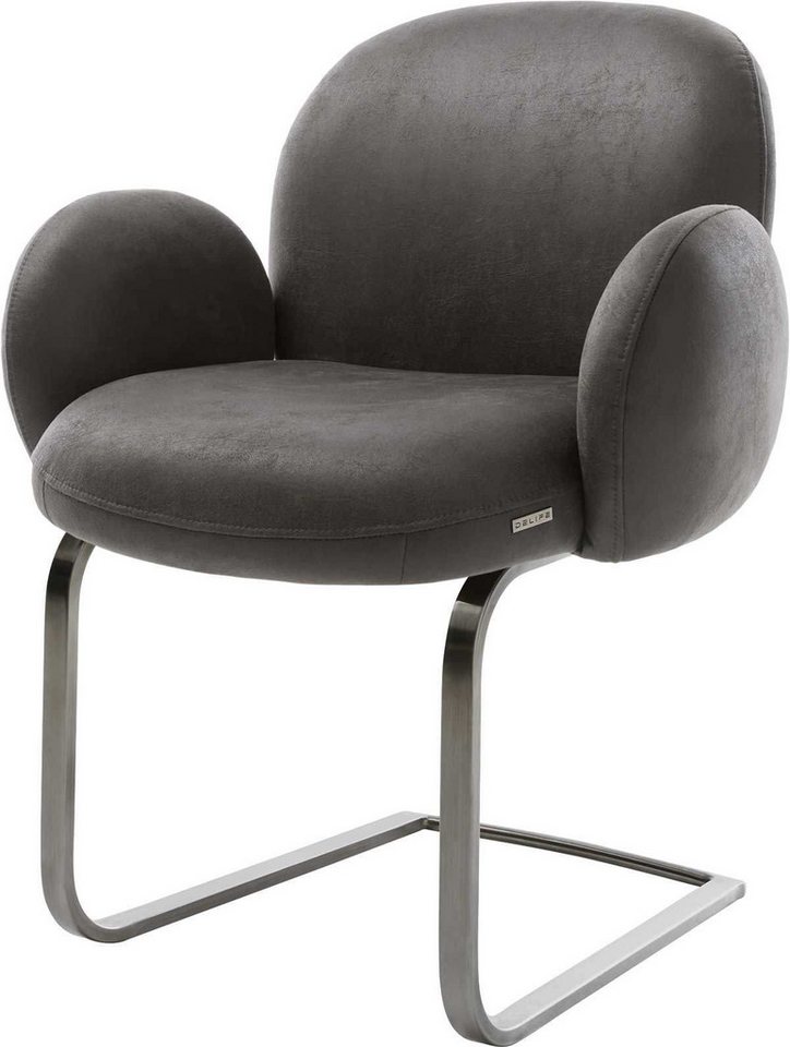 DELIFE Polsterstuhl Nube-Flex, mit Armlehnen Freischwinger flach Graphit Mikrofaser Anthrazit Vintage DELIFE Polsterstuhl Nube-Flex, mit Armlehnen Freischwinger flach Graphit Mikrofaser Anthrazit Vintage von DELIFE