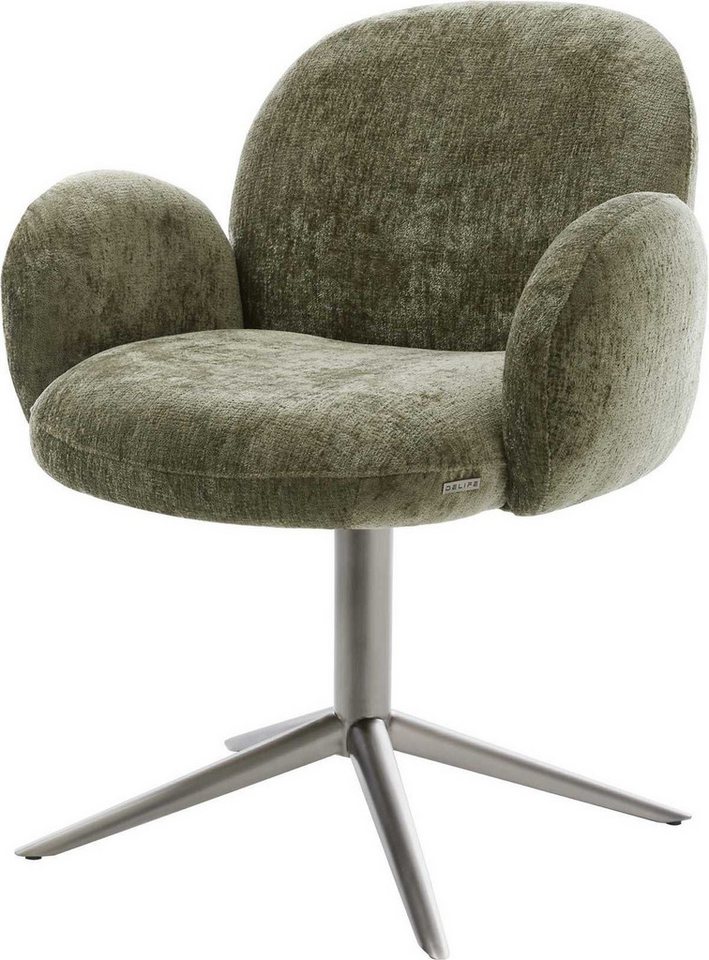 DELIFE Polsterstuhl Nube-Flex, mit Armlehnen Fußkreuz Graphit Chenille Olive 360° drehbar Wippfunktio DELIFE Polsterstuhl Nube-Flex, mit Armlehnen Fußkreuz Graphit Chenille Olive 360° drehbar Wippfunktio von DELIFE