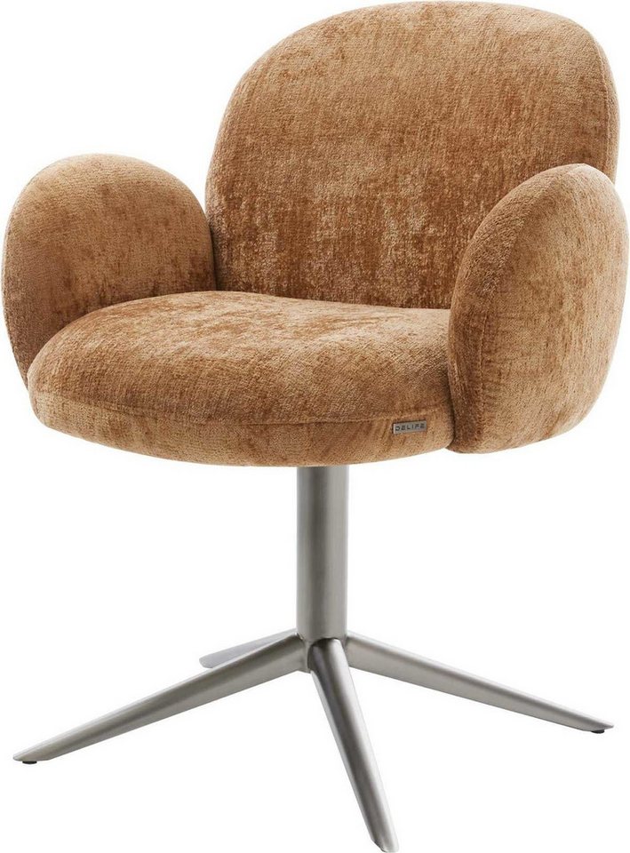 DELIFE Polsterstuhl Nube-Flex, mit Armlehnen Fußkreuz Graphit Chenille Rost 360° drehbar Wippfunktion DELIFE Polsterstuhl Nube-Flex, mit Armlehnen Fußkreuz Graphit Chenille Rost 360° drehbar Wippfunktion von DELIFE