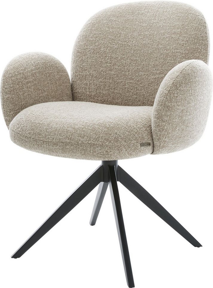 DELIFE Polsterstuhl Nube-Flex, mit Armlehnen Kreuzgestell breit Schwarz Webstoff Soft Beige 360° dreh DELIFE Polsterstuhl Nube-Flex, mit Armlehnen Kreuzgestell breit Schwarz Webstoff Soft Beige 360° dreh von DELIFE
