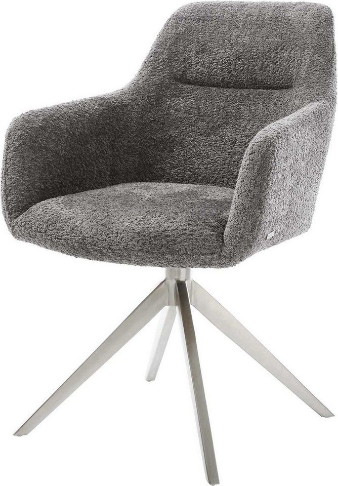 DELIFE Polsterstuhl Pejo-Flex, Kreuzgestell breit Edelstahl Bouclé Grau 360° drehbar Wippfunktion DELIFE Polsterstuhl Pejo-Flex, Kreuzgestell breit Edelstahl Bouclé Grau 360° drehbar Wippfunktion von DELIFE