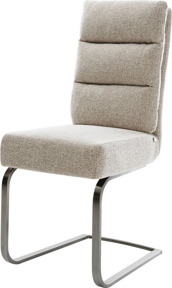 DELIFE Polsterstuhl Pela-Flex, Freischwinger flach Graphit Webstoff Soft Beige Taschenfederkern von DELIFE