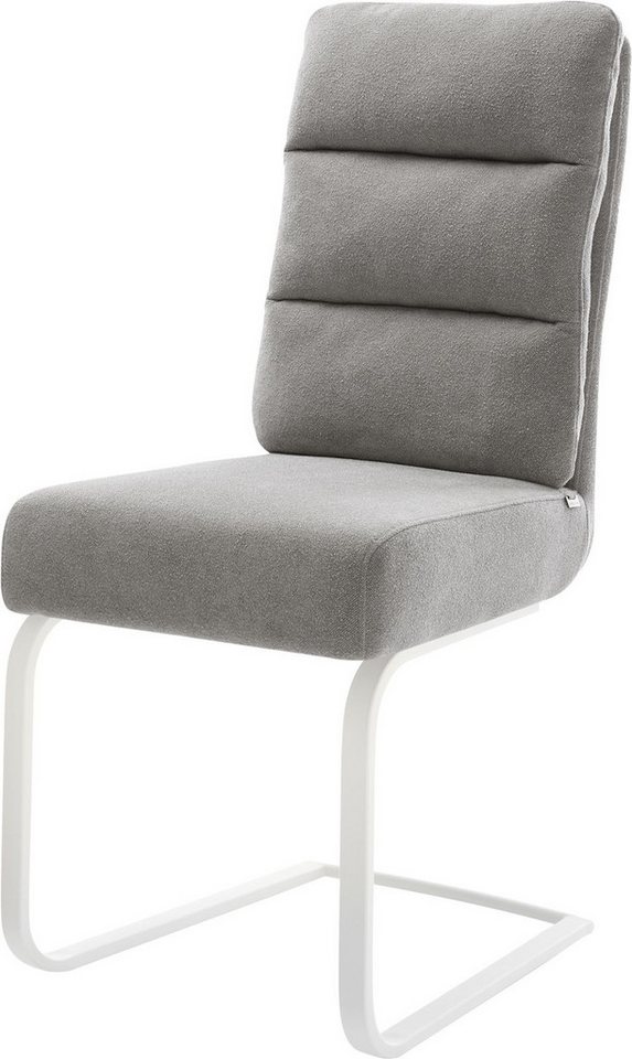 DELIFE Polsterstuhl Pela-Flex, Freischwinger flach Weiß Strukturstoff Soft Grau Taschenfederkern DELIFE Polsterstuhl Pela-Flex, Freischwinger flach Weiß Strukturstoff Soft Grau Taschenfederkern von DELIFE