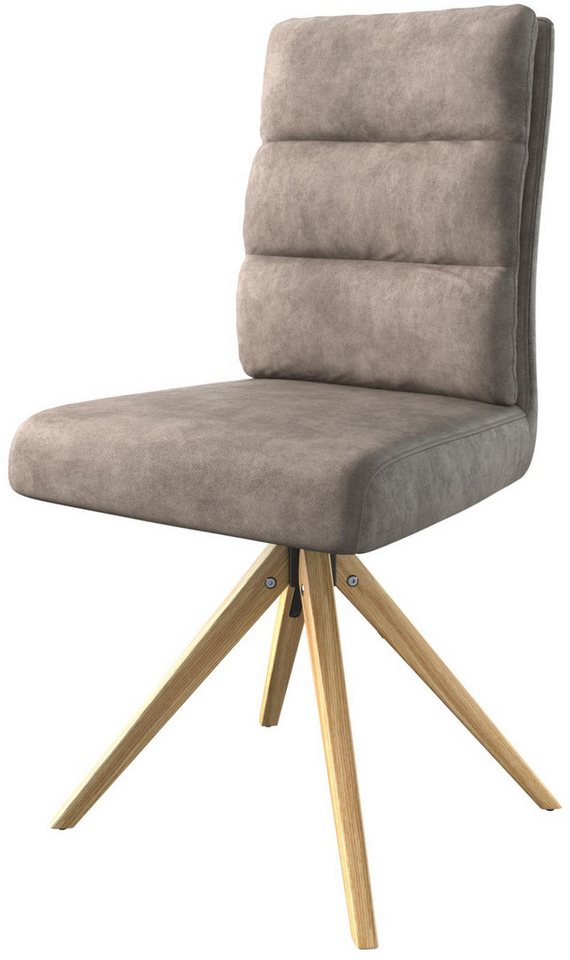 DELIFE Polsterstuhl Pela-Flex, Holzgestell kantig Taupe Vintage 180° drehbar von DELIFE