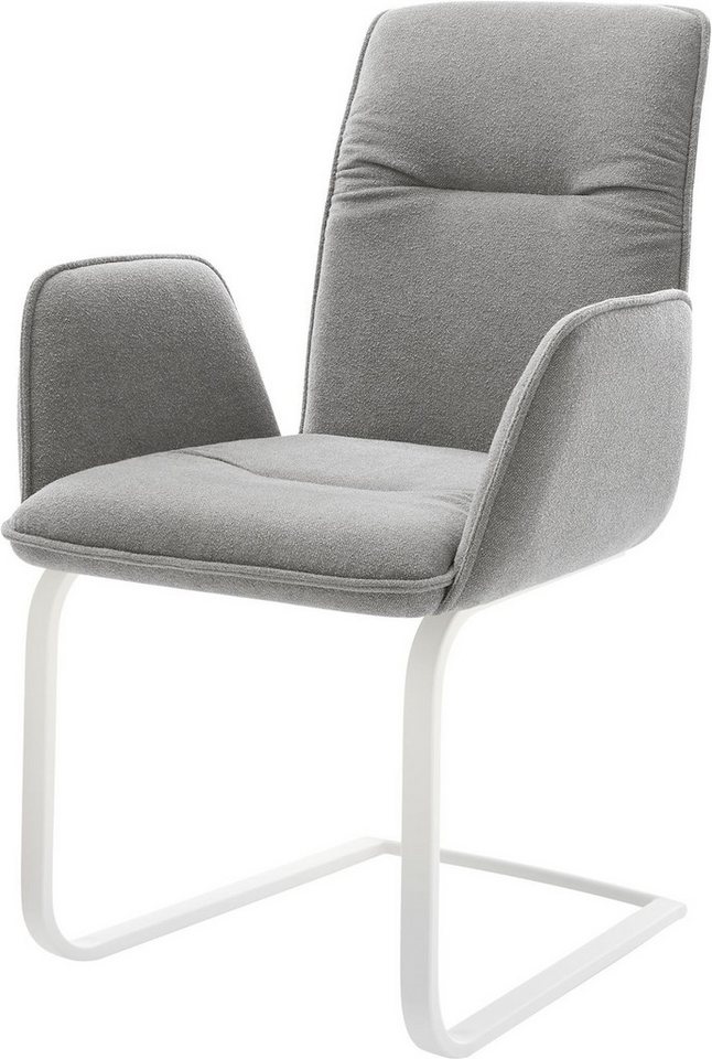 DELIFE Polsterstuhl Vinja-Flex, Freischwinger flach Weiß Strukturstoff Soft Grau DELIFE Polsterstuhl Vinja-Flex, Freischwinger flach Weiß Strukturstoff Soft Grau von DELIFE