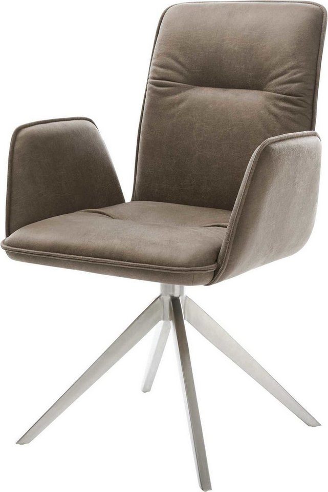 DELIFE Polsterstuhl Vinja-Flex, Kreuzgestell breit Edelstahl Mikrofaser Taupe Vintage 360° drehbar Wip DELIFE Polsterstuhl Vinja-Flex, Kreuzgestell breit Edelstahl Mikrofaser Taupe Vintage 360° drehbar Wip von DELIFE