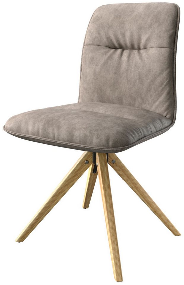 DELIFE Polsterstuhl Vinjo-Flex, Holzgestell kantig Taupe Vintage 180° drehbar von DELIFE