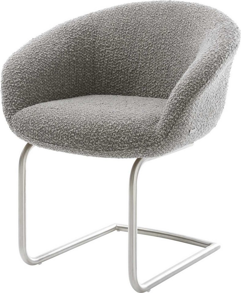 DELIFE Polsterstuhl Vinka-Flex, mit Armlehnen Bouclé Silbergrau Freischwinger rund Edelstahl Taschenfe DELIFE Polsterstuhl Vinka-Flex, mit Armlehnen Bouclé Silbergrau Freischwinger rund Edelstahl Taschenfe von DELIFE
