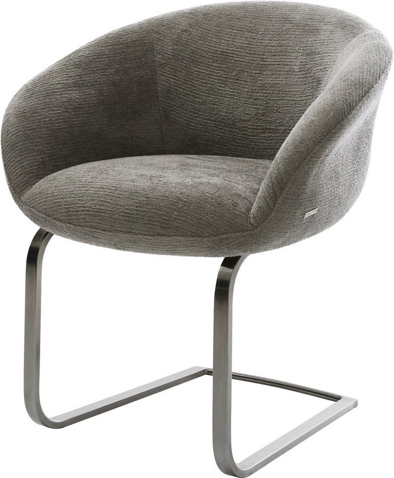DELIFE Polsterstuhl Vinka-Flex, mit Armlehnen Freischwinger flach Graphit Bouclé Soft Schlamm Taschenf DELIFE Polsterstuhl Vinka-Flex, mit Armlehnen Freischwinger flach Graphit Bouclé Soft Schlamm Taschenf von DELIFE