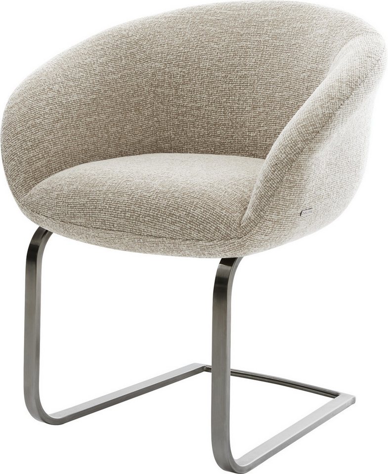 DELIFE Polsterstuhl Vinka-Flex, mit Armlehnen Freischwinger flach Graphit Webstoff Soft Beige Taschenf DELIFE Polsterstuhl Vinka-Flex, mit Armlehnen Freischwinger flach Graphit Webstoff Soft Beige Taschenf von DELIFE