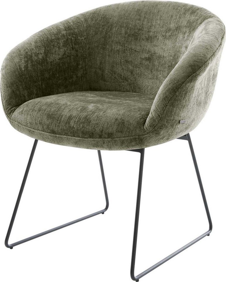 DELIFE Polsterstuhl Vinka-Flex, mit Armlehnen Kufengestell Schwarz Chenille Olive Taschenfederkern DELIFE Polsterstuhl Vinka-Flex, mit Armlehnen Kufengestell Schwarz Chenille Olive Taschenfederkern von DELIFE