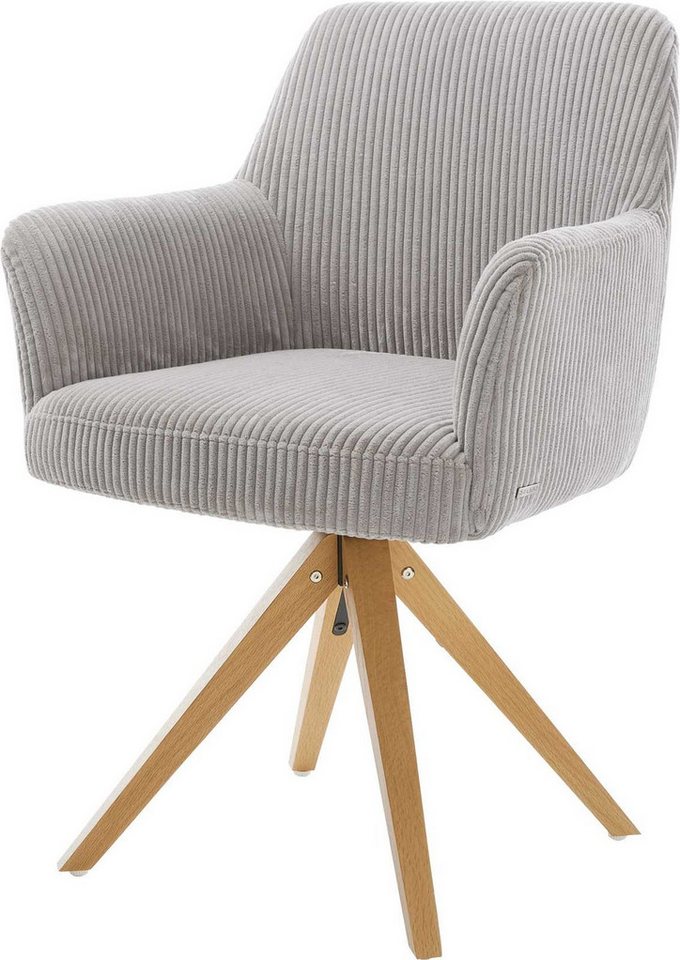 DELIFE Polsterstuhl Xana-Flex, mit Armlehnen Holzgestell kantig Natur Cord Silbergrau 180° drehbar Ta DELIFE Polsterstuhl Xana-Flex, mit Armlehnen Holzgestell kantig Natur Cord Silbergrau 180° drehbar Ta von DELIFE