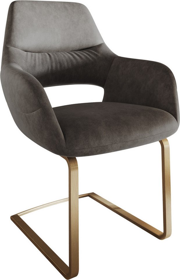 DELIFE Polsterstuhl Yago-Flex, Armlehnen Freischwinger flach Gold Anthrazit Vintage DELIFE Polsterstuhl Yago-Flex, Armlehnen Freischwinger flach Gold Anthrazit Vintage von DELIFE