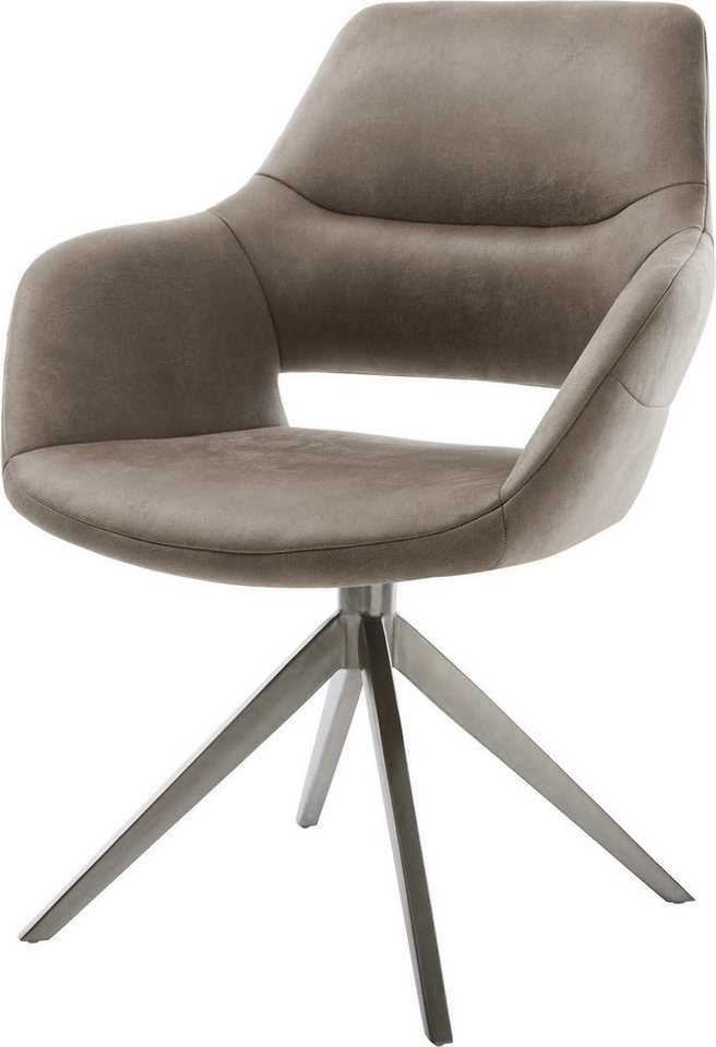 DELIFE Polsterstuhl Yago-Flex, mit Armlehnen Kreuzgestell breit Graphit Mikrofaser Taupe Vintage 360° DELIFE Polsterstuhl Yago-Flex, mit Armlehnen Kreuzgestell breit Graphit Mikrofaser Taupe Vintage 360° von DELIFE