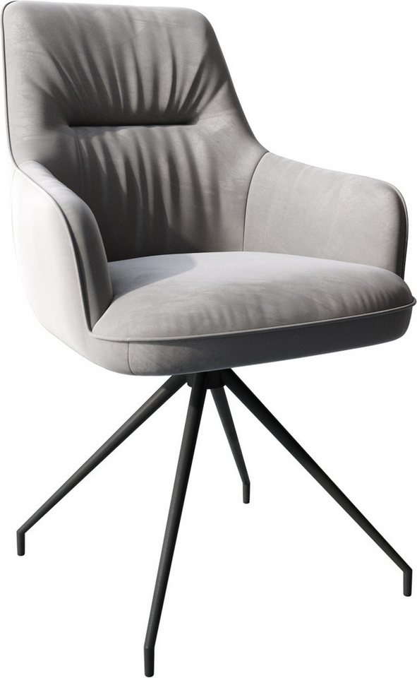 DELIFE Polsterstuhl Zelia-Flex, mit Armlehnen Kreuzgestell konisch Schwarz Samt Grau Taschenfederkern von DELIFE