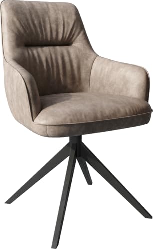 Polsterstuhl Zelia-Flex mit Armlehnen Kreuzgestell breit Schwarz Mikrofaser Taupe Vintage Taschenfederkern Polsterstuhl Zelia-Flex mit Armlehnen Kreuzgestell breit Schwarz Mikrofaser Taupe Vintage Taschenfederkern von DELIFE