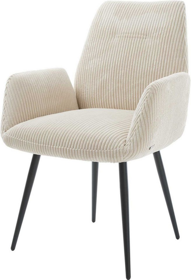 DELIFE Polsterstuhl Zoa-Flex, 4-Fuß konisch Schwarz Cord Beige von DELIFE