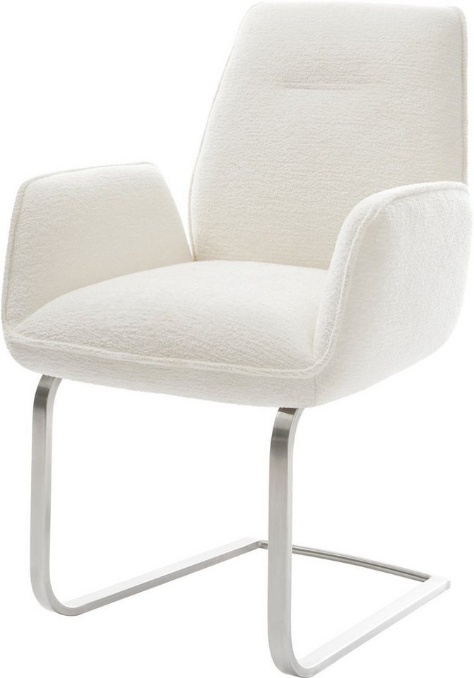 DELIFE Polsterstuhl Zoa-Flex, Freischwinger flach Edelstahl Bouclé Soft Beige Taschenfederkern DELIFE Polsterstuhl Zoa-Flex, Freischwinger flach Edelstahl Bouclé Soft Beige Taschenfederkern von DELIFE