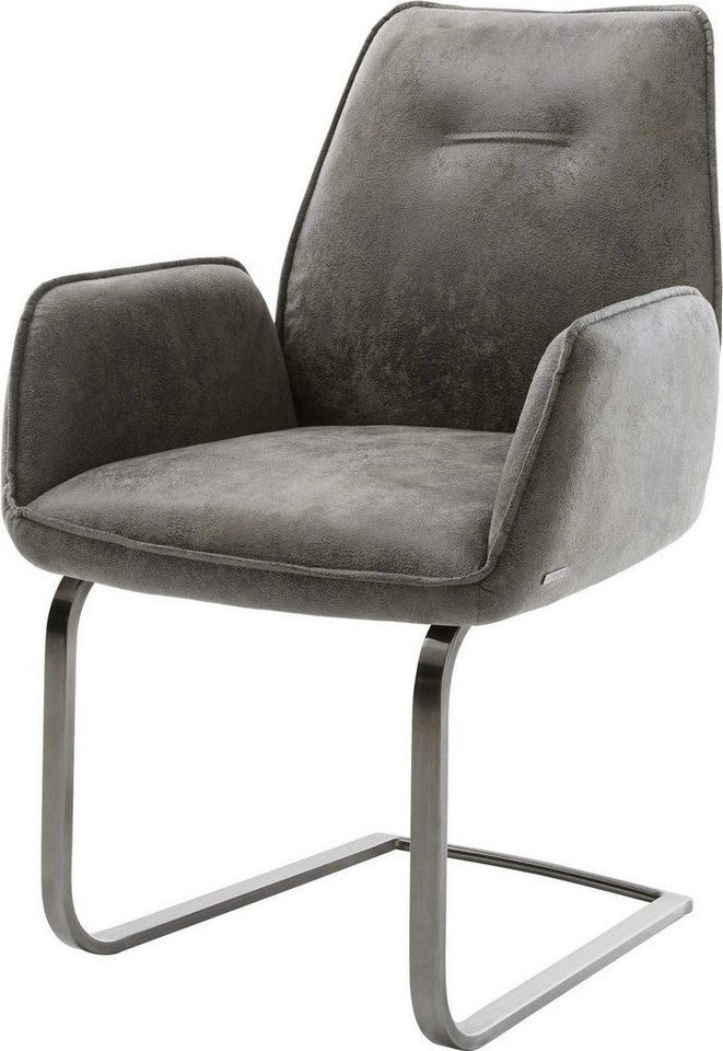 DELIFE Polsterstuhl Zoa-Flex, Freischwinger flach Graphit Mikrofaser Grau Antik Taschenfederkern von DELIFE