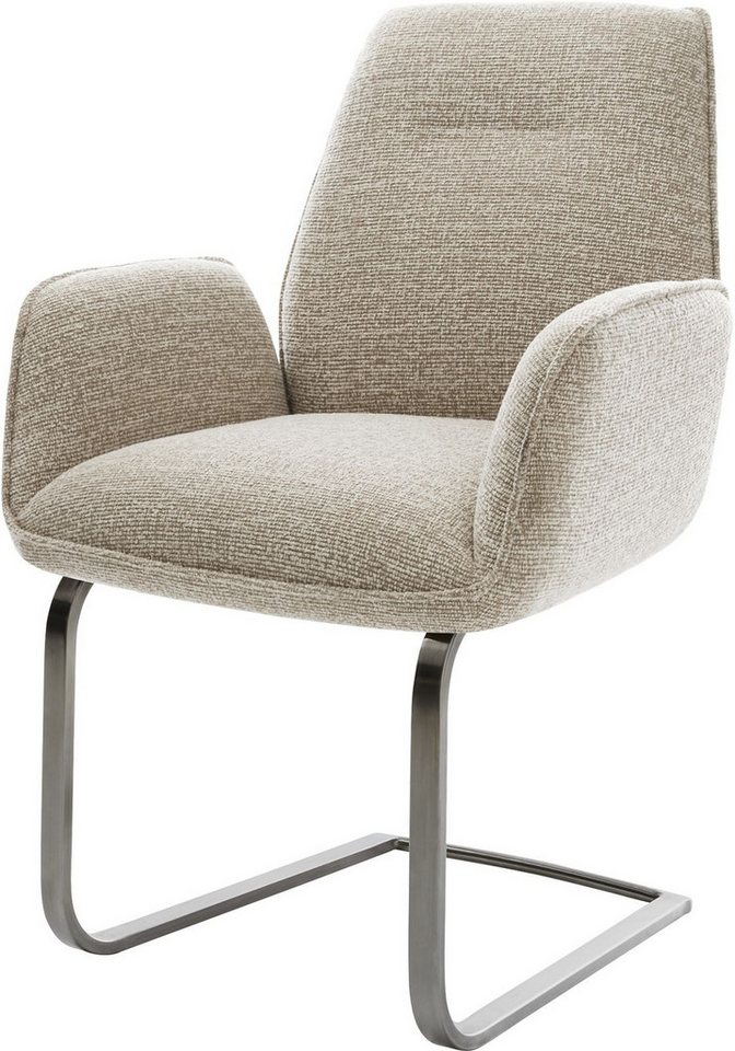 DELIFE Polsterstuhl Zoa-Flex, Freischwinger flach Graphit Webstoff Soft Beige Taschenfederkern von DELIFE